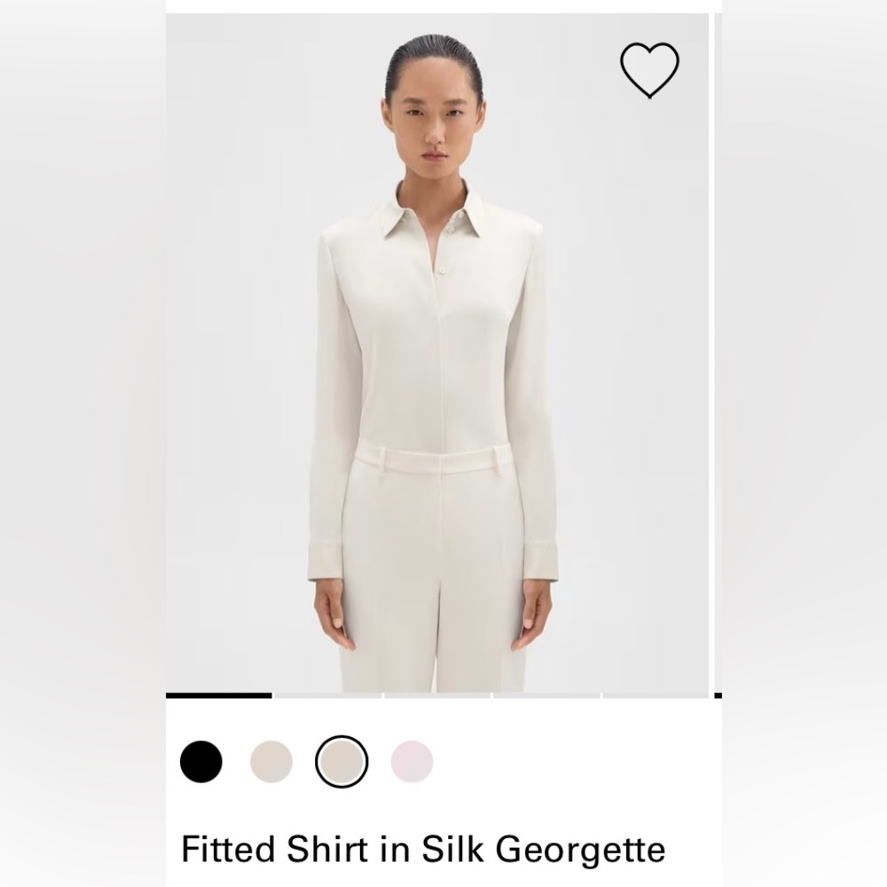 Theory NWT fitted shirt in silk georgette (sand)